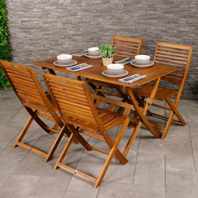 Charles Bentley FSC Acacia Hardwood 5pc Garden Furniture Set  - Table & 4 Chairs