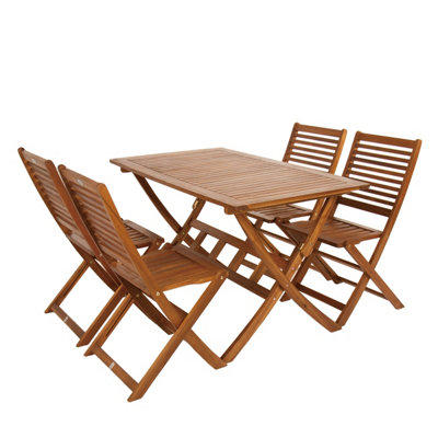 Charles Bentley FSC Acacia Hardwood 5pc Garden Furniture Set  - Table & 4 Chairs - 4