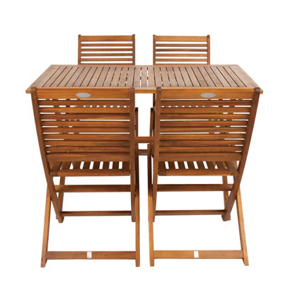 Charles Bentley FSC Acacia Hardwood 5pc Garden Furniture Set  - Table & 4 Chairs - 5