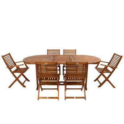 Charles Bentley FSC Acacia Hardwood Furniture Set with Extendable Table & 6 Chai - 3
