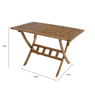 Charles Bentley FSC Acacia Hardwood Rectangular Folding Table - 7