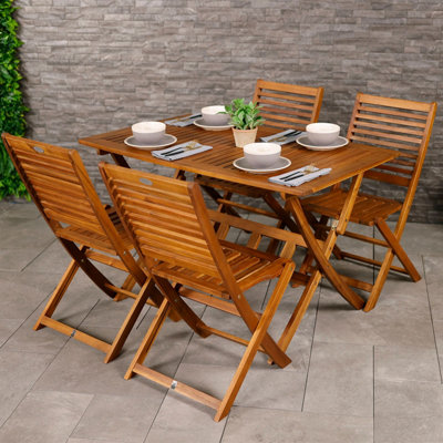 Charles Bentley FSC Acacia Hardwood Rectangular Folding Table - 8