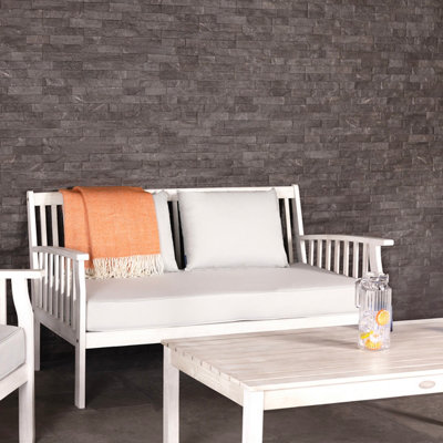 Charles Bentley FSC Acacia White Washed 4 Piece Garden Outdoor Lounge Set DIY at B Q