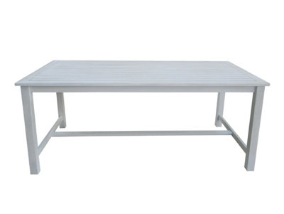 Charles Bentley FSC Acacia White Washed Wooden Bench Dining Set - 4-6 Seater Set - 4