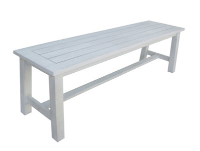 Charles Bentley FSC Acacia White Washed Wooden Bench Dining Set - 4-6 Seater Set - 7
