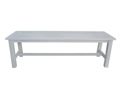 Charles Bentley FSC Acacia White Washed Wooden Bench Dining Set - 4-6 Seater Set - 8