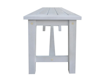 Charles Bentley FSC Acacia White Washed Wooden Bench Dining Set - 4-6 Seater Set - 9