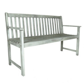 Charles Bentley FSC Acacia White Washed Wooden Garden Patio Outdoor Bench