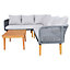 Charles Bentley FSC Acacia Wood and Rope Corner Lounge Set with Grey Cushions