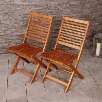 Charles Bentley FSC Acacia Wood Pair of Outdoor Foldable Chairs