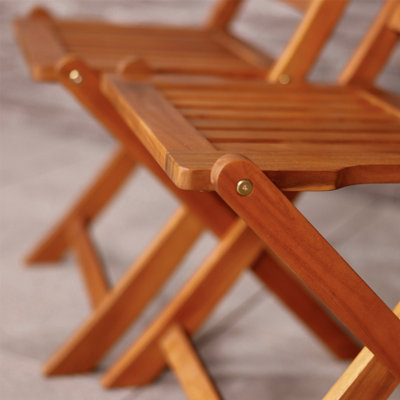 Charles Bentley FSC Acacia Wood Pair of Outdoor Foldable Chairs - 3