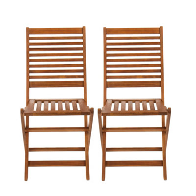Charles Bentley FSC Acacia Wood Pair of Outdoor Foldable Chairs - 7