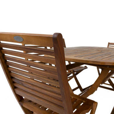 Charles Bentley FSC Acacia Wooden Furniture Patio Oval Table & 6 Chairs (7 Pc) - 4