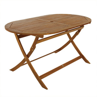 Charles Bentley FSC Acacia Wooden Furniture Patio Oval Table & 6 Chairs (7 Pc) - 5