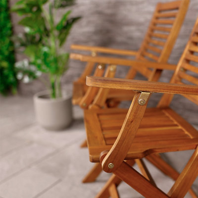 Charles Bentley FSC Acacia Wooden Pair of Foldable Outdoor Dining Armchairs - 3