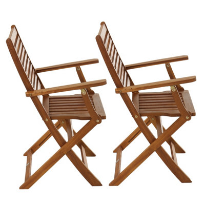 Charles Bentley FSC Acacia Wooden Pair of Foldable Outdoor Dining Armchairs - 6