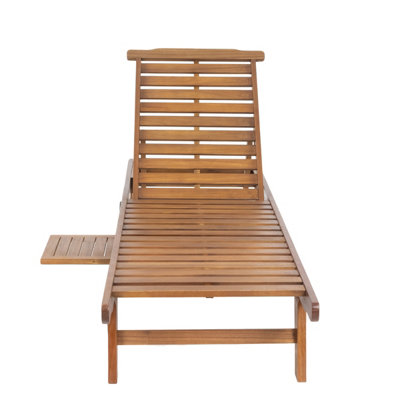 Charles Bentley FSC Acacia Wooden Reclining Sun Lounger With Pull Out Tray - 6