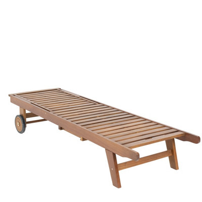Charles Bentley FSC Acacia Wooden Reclining Sun Lounger With Pull Out Tray - 7