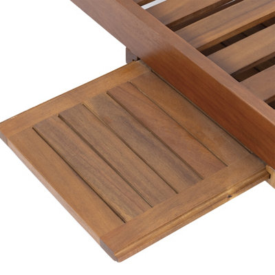 Charles Bentley FSC Acacia Wooden Reclining Sun Lounger With Pull Out Tray - 8