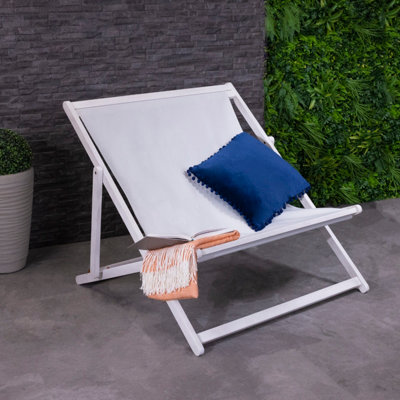 Charles Bentley FSC Certified Eucalyptus White Washed Double Deck Chair ...