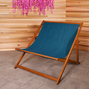 Charles Bentley FSC Eucalyptus Wooden Double Deck Chair for Outdoors and Garden