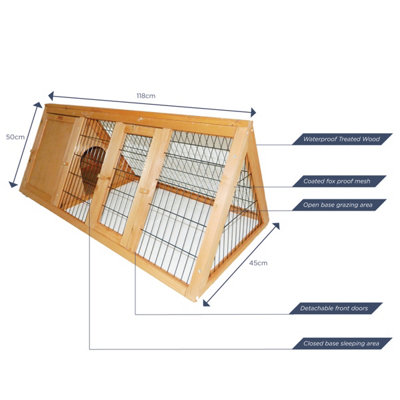 Charles Bentley FSC Frame Wooden Outdoor Portable Pet Hutch Guinea Ferret Run - 5