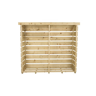 Charles Bentley FSC Nordic Spruce Wood Double Log Store Firewood Storage Heavy - 3