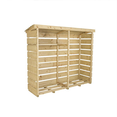 Charles Bentley FSC Nordic Spruce Wood Double Log Store Firewood Storage Heavy - 4