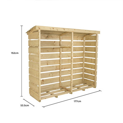 Charles Bentley FSC Nordic Spruce Wood Double Log Store Firewood Storage Heavy - 6