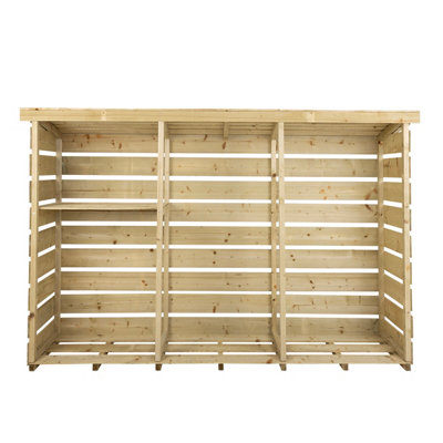 Charles Bentley FSC Nordic Spruce Wooden 3 Log Store Firewood Storage Heavy Duty - 3