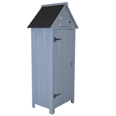 Charles Bentley FSC Slim Tall Garden Storage Shed Grey H179 x L77 x W54cm Grey