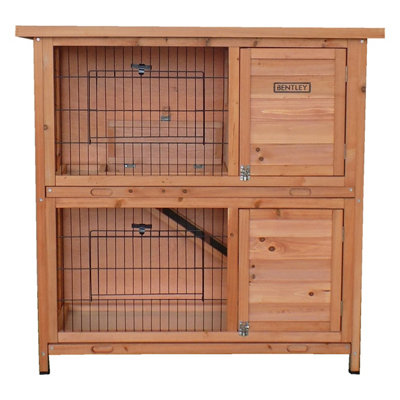 Charles Bentley FSC Two Storey Pet Hutch with Tray Natural Wood