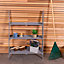 Charles Bentley FSC Wide Wooden Ladder Planter - Grey 3 Shelves