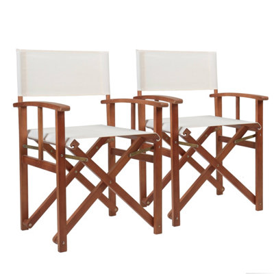 Charles Bentley FSC Wooden Pair of Folding Directors Chairs Cream Pop-Up Garden - 4