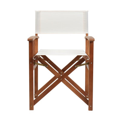 Charles Bentley FSC Wooden Pair of Folding Directors Chairs Cream Pop-Up Garden - 5