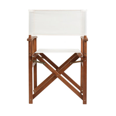 Charles Bentley FSC Wooden Pair of Folding Directors Chairs Cream Pop-Up Garden - 7
