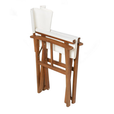 Charles Bentley FSC Wooden Pair of Folding Directors Chairs Cream Pop-Up Garden - 9