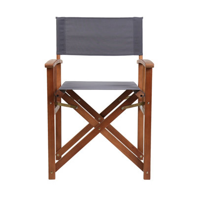 Charles Bentley FSC Wooden Pair of Folding Directors Chairs Grey Pop-Up Garden - 4