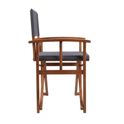 Charles Bentley FSC Wooden Pair of Folding Directors Chairs Grey Pop-Up Garden - 5