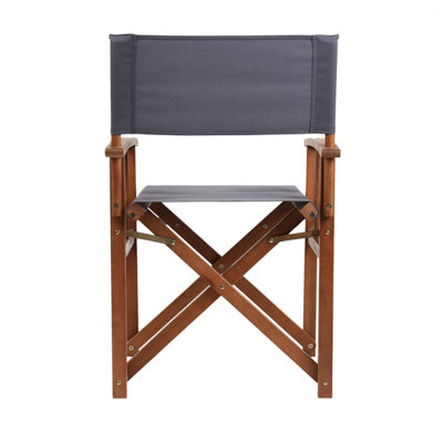 Charles Bentley FSC Wooden Pair of Folding Directors Chairs Grey Pop-Up Garden - 6