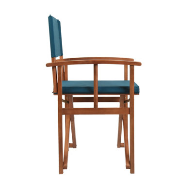 Charles Bentley FSC Wooden Pair of Folding Directors Chairs Teal Pop-Up Garden - 3