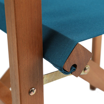 Charles Bentley FSC Wooden Pair of Folding Directors Chairs Teal Pop-Up Garden - 6