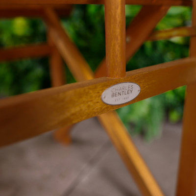 Charles Bentley FSC Wooden Pair of Folding Directors Chairs Teal Pop-Up Garden - 9