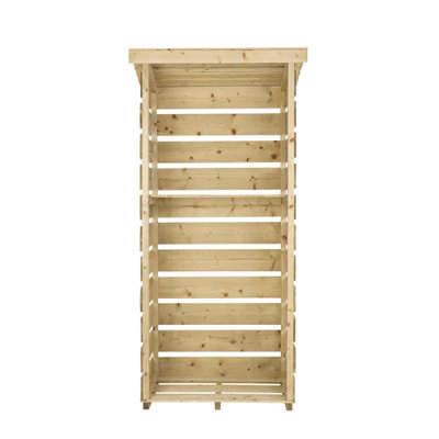 Charles Bentley FSC Wooden Single Tall Log Store Firewood Garden ...