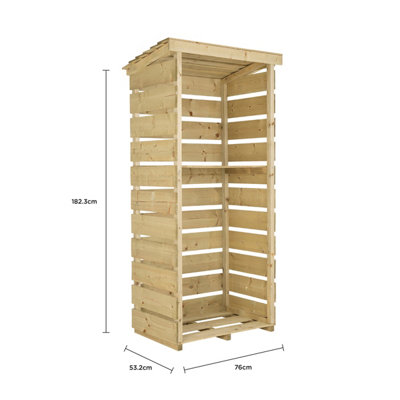 Charles Bentley FSC Wooden Single Tall Log Store Firewood Garden ...