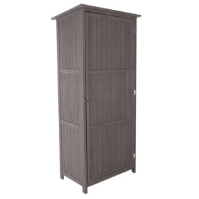 Charles Bentley FSC Wooden Storage Shed - Grey H190 x D56 x W86cm Tall Outdoor