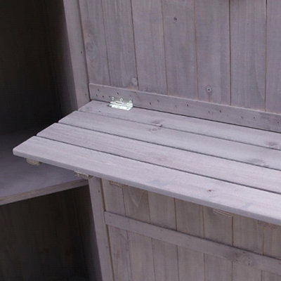 Charles Bentley FSC Wooden Storage Shed - Grey H190 x D56 x W86cm Tall Outdoor - 4