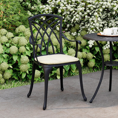 Charles Bentley Furniture 3 Piece Cast Aluminium Bistro Set Table & 2 Arm Chairs