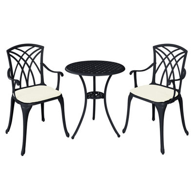 Charles Bentley Furniture 3 Piece Cast Aluminium Bistro Set Table & 2 Arm Chairs - 3