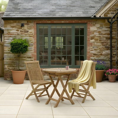 Charles Bentley Garden Bistro Table Folding Round Patio Teak Wood Furniture 70cm